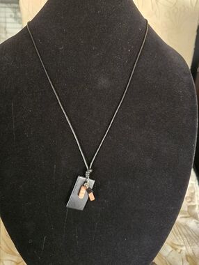 NWT Black Cord Pendant Necklace Modern Minimalist Geometric